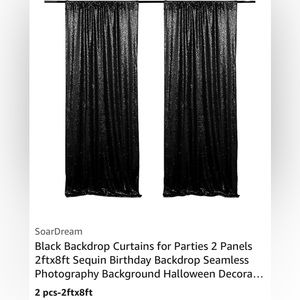 NEW- Black Backdrop Curtains for Parties 2 Panels 2ftx8ft Sequin